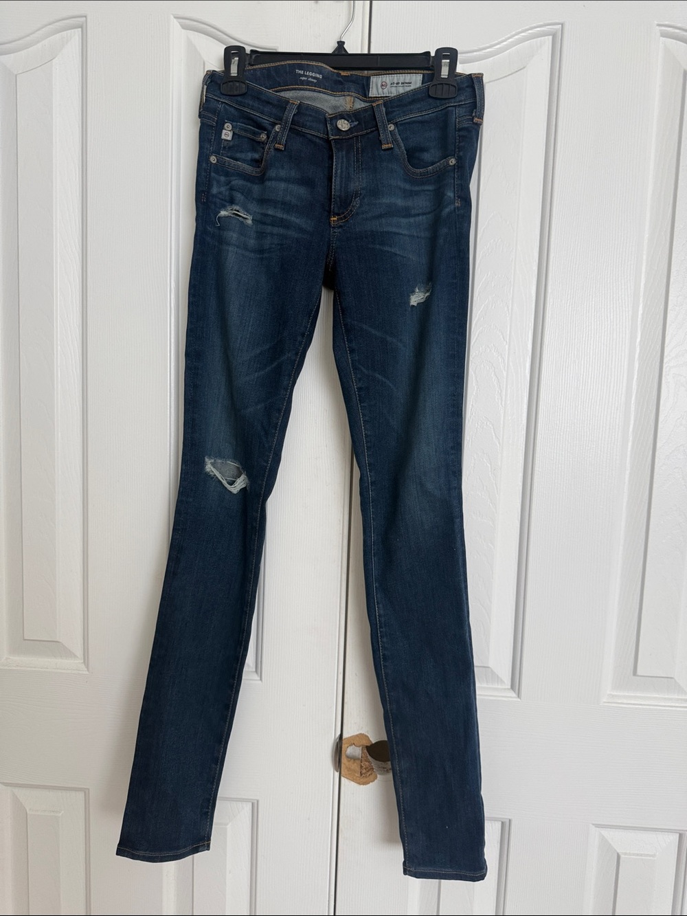 AG Dark Blue Distressed Women’s Skinny Jeans